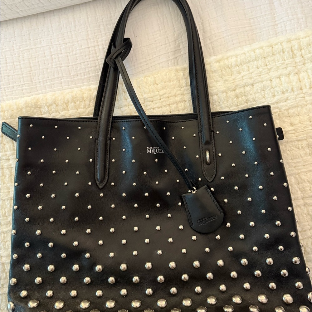 Alexander McQueen Black Studded Tote Bag